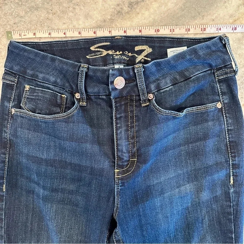Seven7 High Rise Tummyless Skinny Dark Wash Denim Jeans Size 8 - Picture 9 of 12